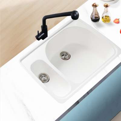 Cheap Modern Small Size Double Bowl Undermount Composite Artificial Kitchen Sink