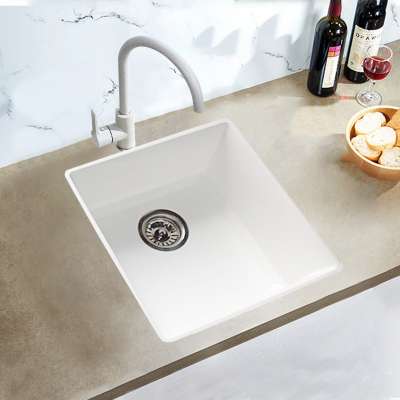 Suppliers Modern Matt White Single Bowl Apartment Size Sanitary Acrylic Kitchen Sink