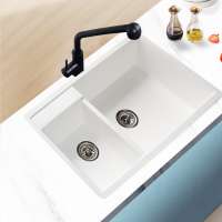 China White Undermount Square Solid Surface Apartment Size Acrylic Kitchen Wholesale Sinks