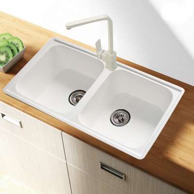 Stylish Luxury Hand Wash Matt White Glossy White Top-Mount Kitchen Sink